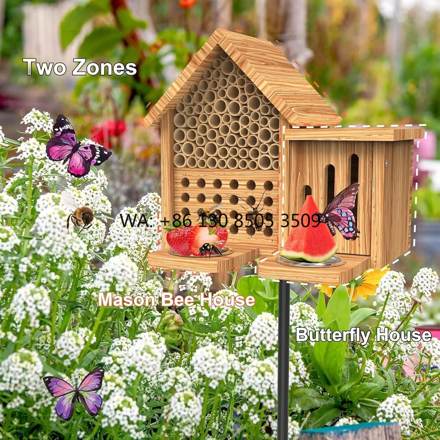 Insect Hotel Wood - بيت نحل خشبي طبيعي مقاوم للماء